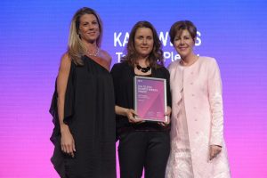 Table of Plenty's Kate Weiss accepting the Business Owner Award at the 2014 Telstra Business Women's awards